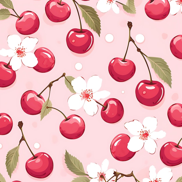 Photo retro cartoon cherry pattern