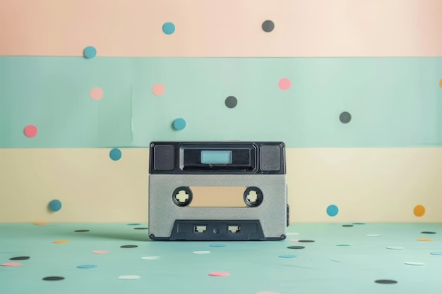 Retro cassette tape on abstract background