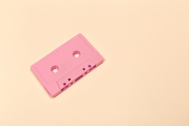 Retro cassette tapes on color