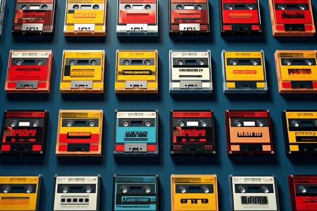 Retro cassette tapes in a nostalgic arrangement