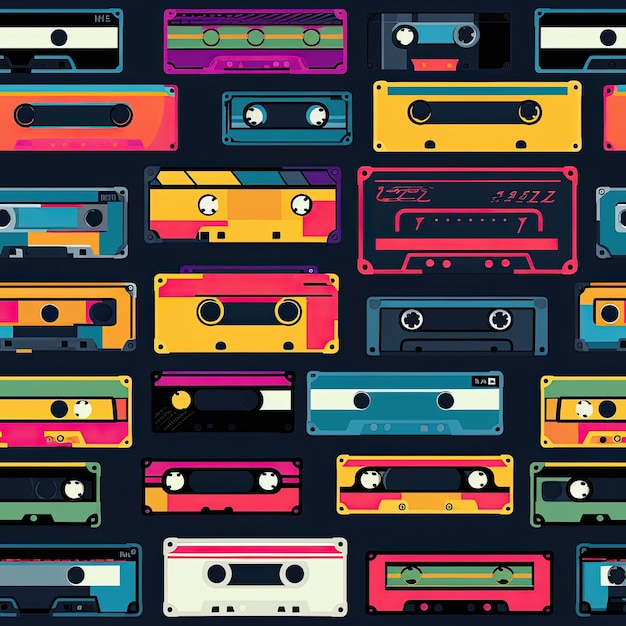 Retro cassettebandjes vintage pixelpatroon