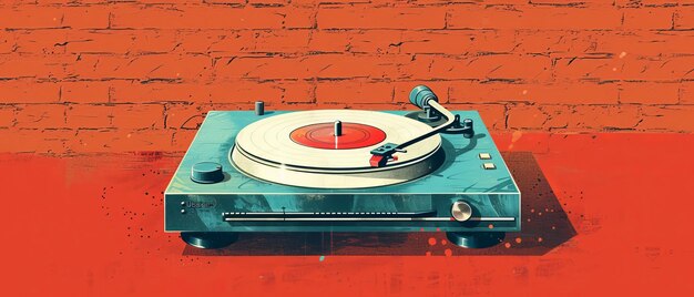 Photo retro chic a vintage turntable in brickred