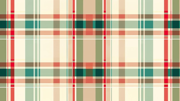 Photo retro christmas inspired seamless tartan plaid pattern classic holiday color palette of red green cream and gold