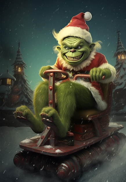 Foto cartolina natalizia retrò degli anni '50 il personaggio del grinch