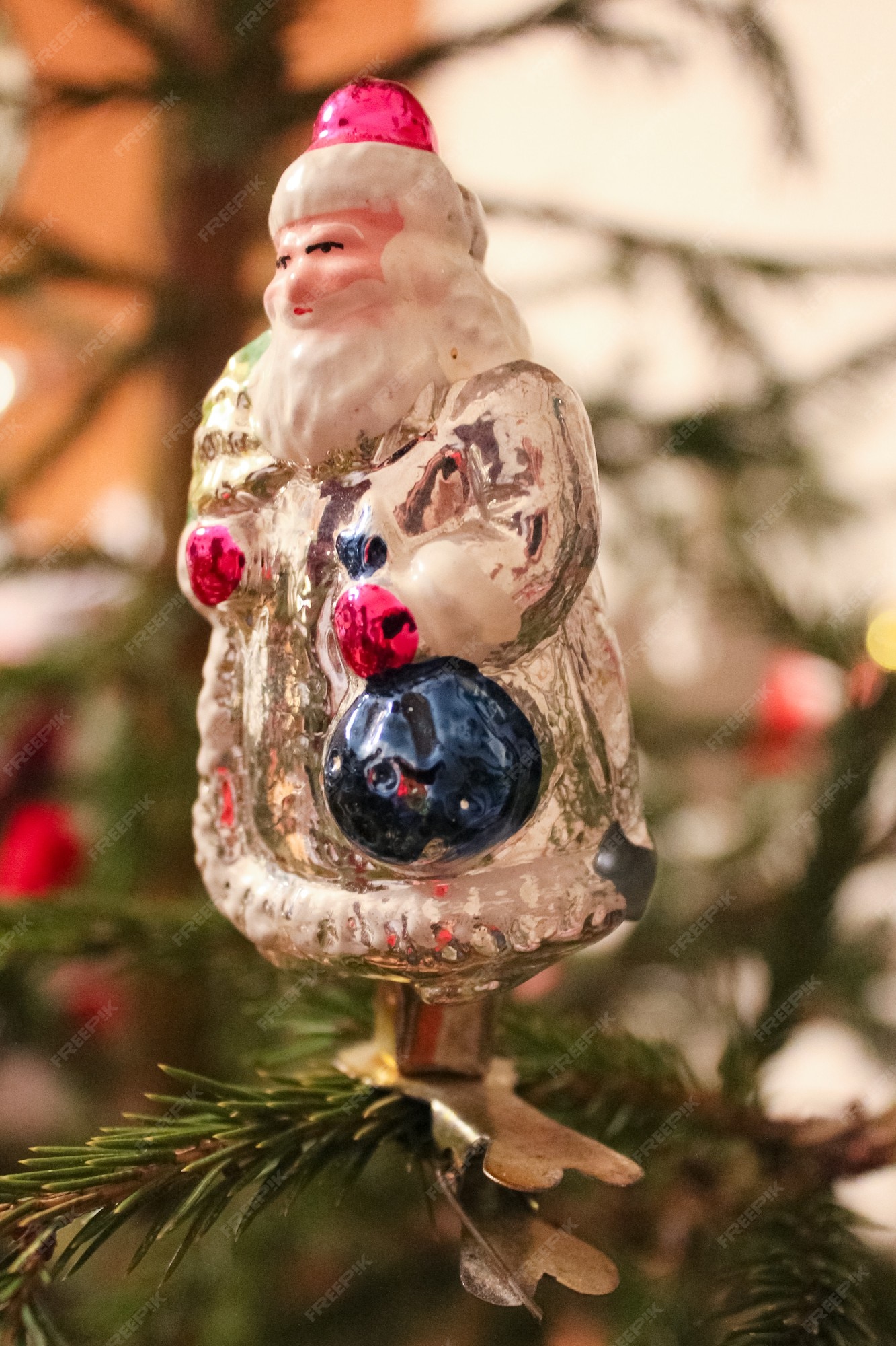 Premium Photo | Retro christmas tree decoration from the 60s santa ...