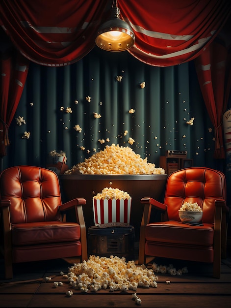 Retro Cinema Backdrop Movie Theater Screen Background Cinema Creative Design Live Stream Background