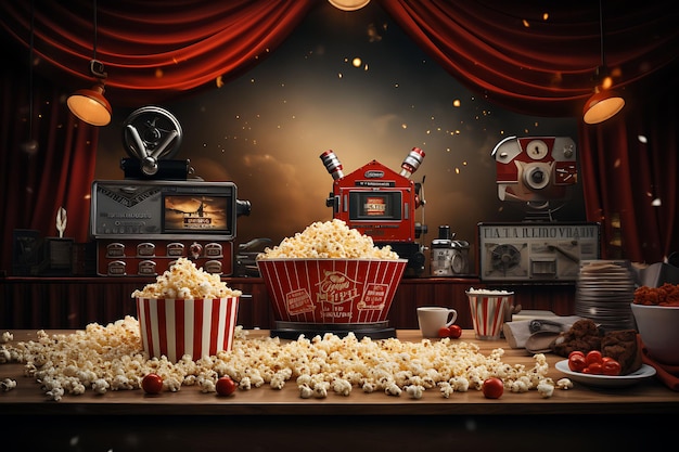 Retro Cinema Retro Cinema Backdrop Vintage Movie Posters Bac Creative Design Live Stream Background