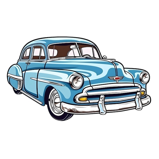 Retro Classic Car Illustration Design generative ai