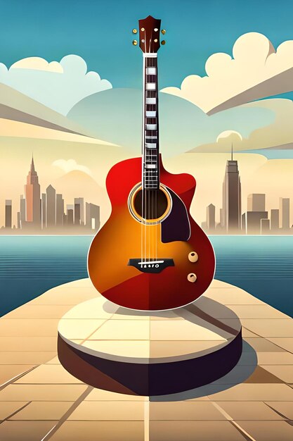 Premium AI Image Retro Classic Guitar Poster Retro Style Music Poster premium-ai-image-retro-classic-guitar-poster-retro-style-music-poster