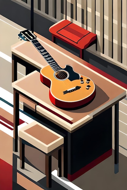 레트로 클래식 기타 포스터 복고풍 스타일 음악 포스터