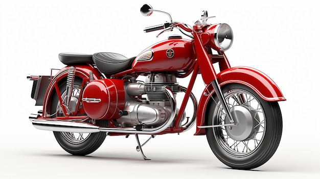 Retro classic motorcycle in realistic style Side top and front 3d view Detailed image of vintage