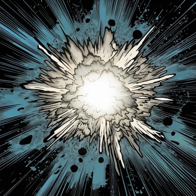 Retro Comic Book Style Supernova Explosion On Black Background