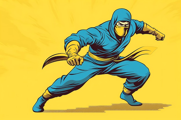 retro comic cartoon ninja