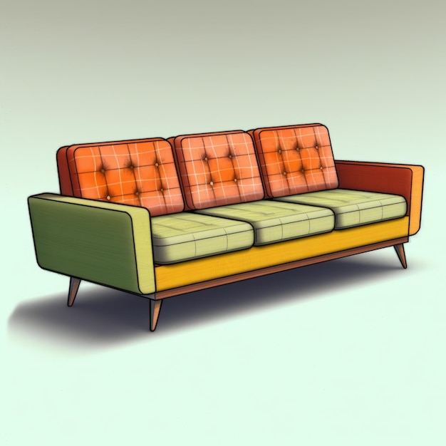 Photo retro comic cartoon style sofa design