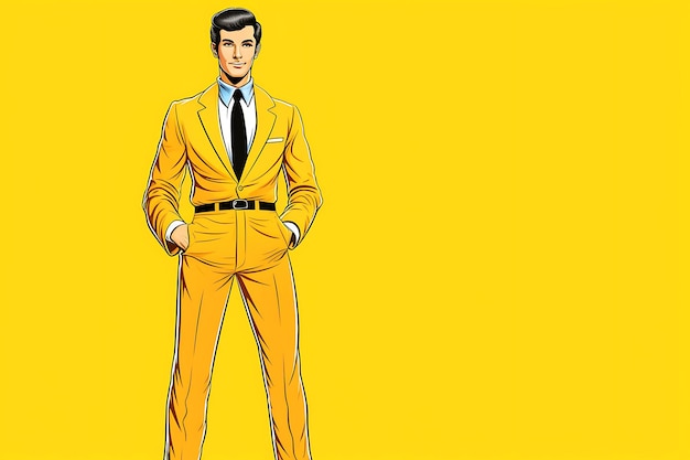 Foto fumetto retrò di un uomo con un bel vestito