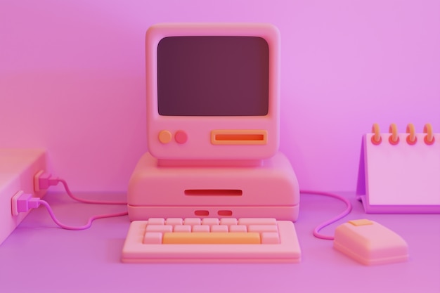 Retro-computer op het bureau