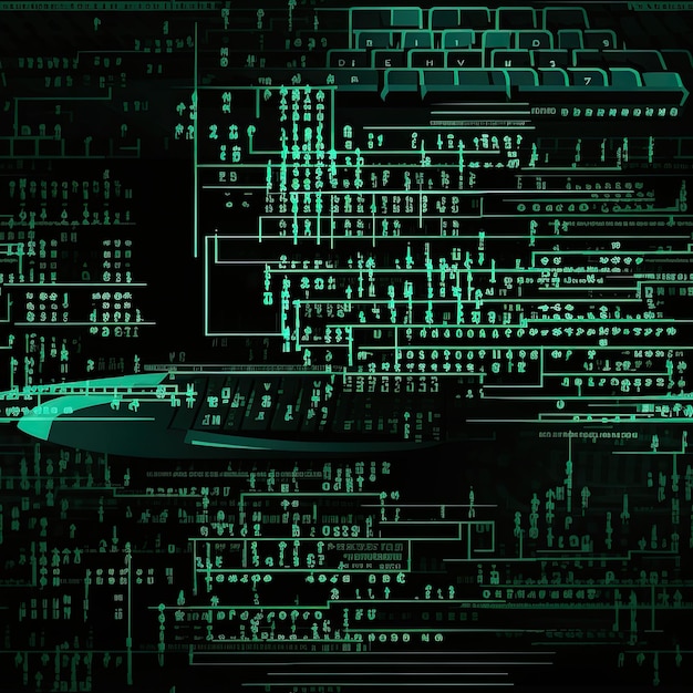 Retro computer terminal with matrix code