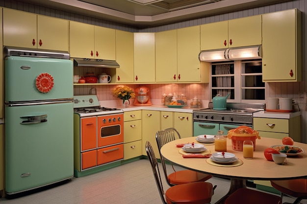 Retro Cooking Space 1970s Kitchen Design Revival Generative AI