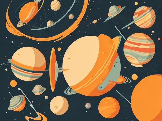 Photo retro cosmic dreams abstract space illustration in vintage art style
