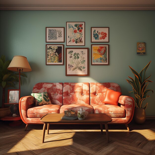 Photo retro couch in living room