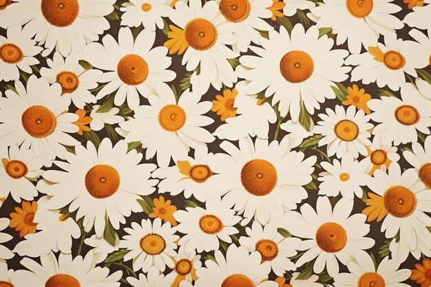 Photo retro daisy chain flowers background pattern wallpaper old fashioned