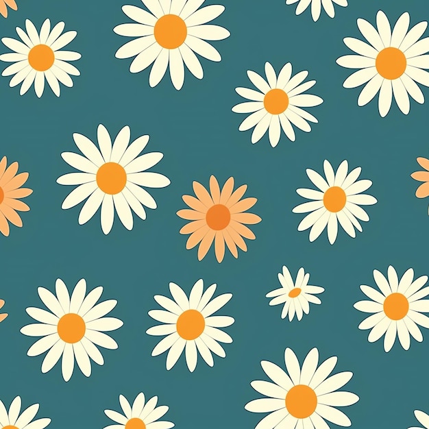 Premium AI Image | Retro Daisy Chain Flowers background pattern ...