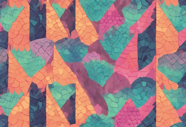 a retro Deco pattern with bold geometric shapes in vibrant pastel hues