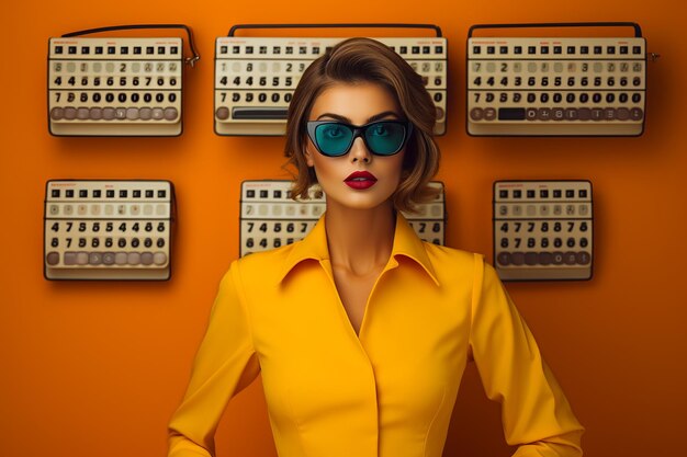 写真 retro_determined_woman_calculator (レトロ・デターミネッド・ウーマン・カリキュレーター)