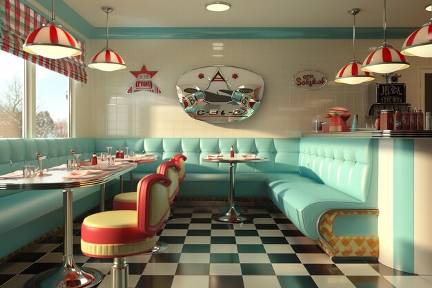 Foto retro diner stand in een sstyle eetkamer octa