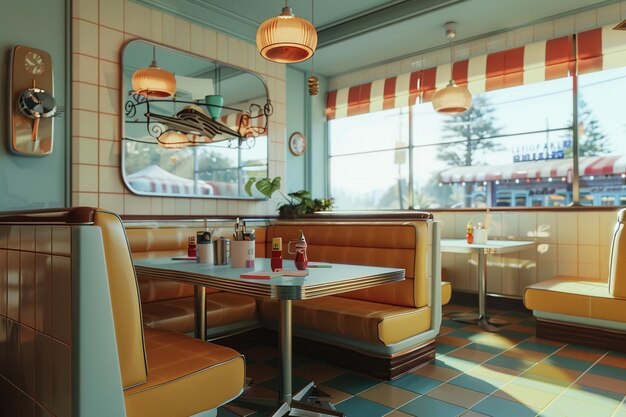 Photo retro dinerstyle breakfast nook with vinyl booth s