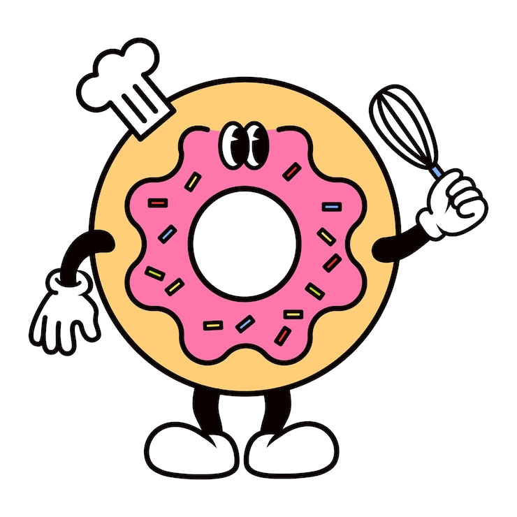 Photo retro donut png cartoon illustration transparent background