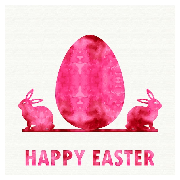Ретро пасхальное яйцо и кролики иллюстрация для праздничного фона. Креативный и винтажный стиль карты
