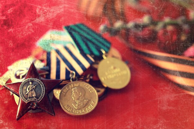 Retro effect on medals composition from Great Patriotic War