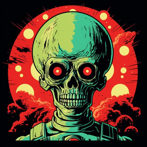 Retro Extraterrestrial Mayhem 'Mars Attacks' TShirt Design in Screen Print Vintage Style