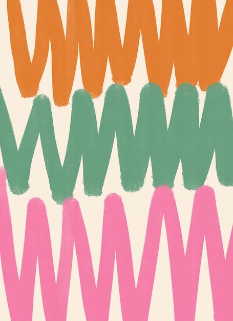 Retro Fabric Clothes Home Decor Pattern Pink Green Orange Swirl Line Art Background