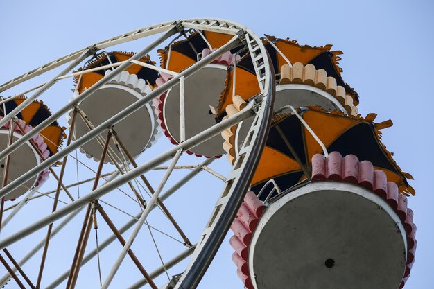 Retro ferris wheel cabins in close up