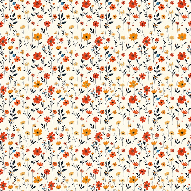 Retro Floral Explosion in Warm Tones Patroon