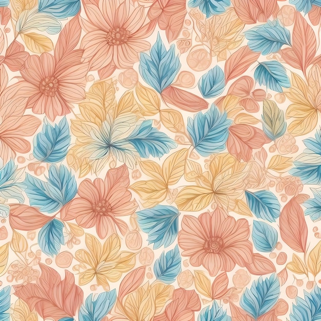 Photo retro floral pattern illustration