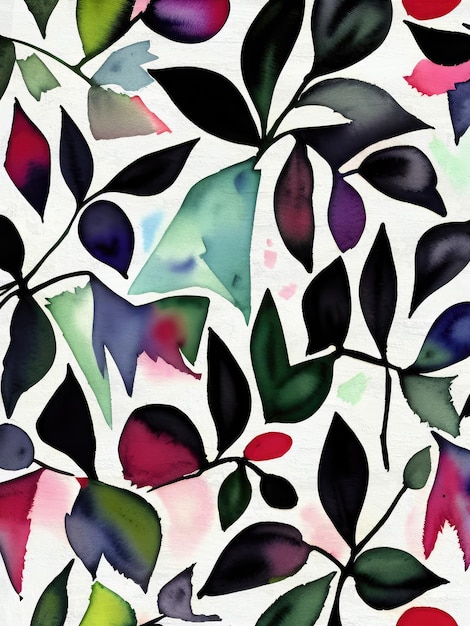 Retro Floral Pattern Watercolor Mid Century Modern Background MCM Acrylic Painting