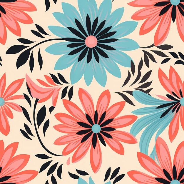 Retro Flower Art Fabric Design