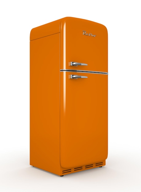 Ретро холодильник изолированный белый фон 3D рендеринг