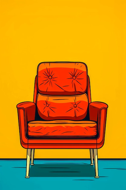 Photo retro furniture mall interior design chair in the 1960s poster art style pop art generative ai