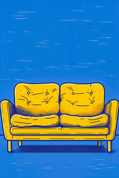 Photo retro furniture mall interior design sofa in the 1960s poster art style pop art generative ai