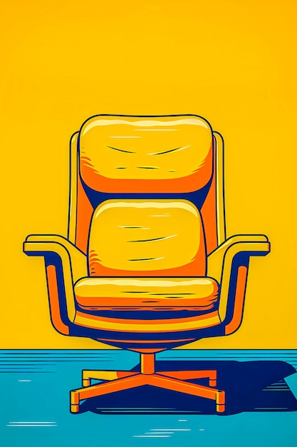 Retro Furniture Mall Interior Design stoel in de jaren 60 posterkunststijl popart Generatieve AI