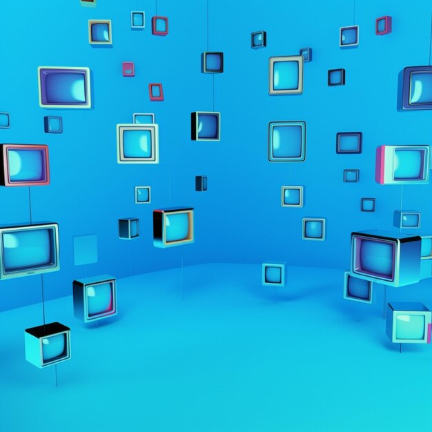 Retro futurism a vibrant fusion of surreal colors vintage tvs and multimedia magic