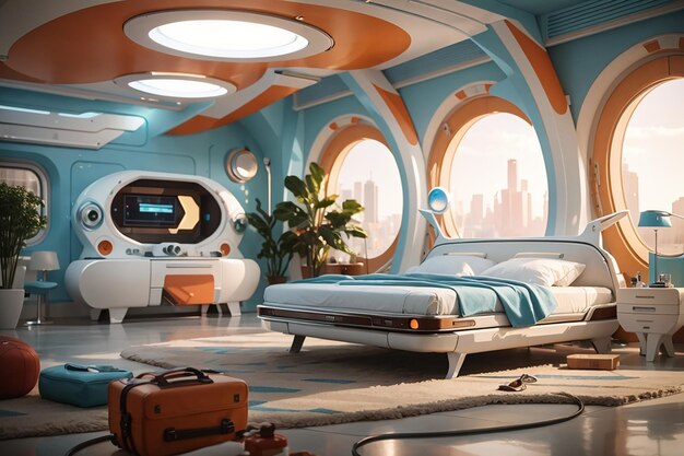 Retro futurist haven journey back to tomorrow a vintage futuristic bedroom