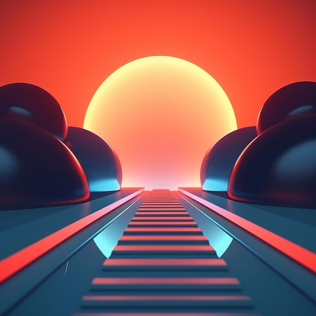 Retro Futuristic 3D Abstract Background