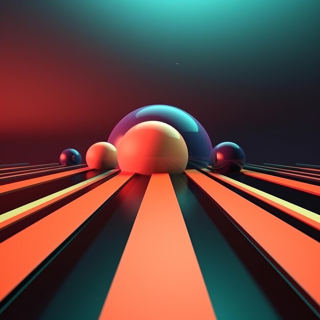 Retro Futuristic 3D Abstract Background