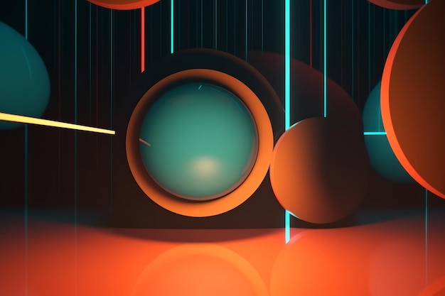 Retro Futuristic 3D Abstract Background