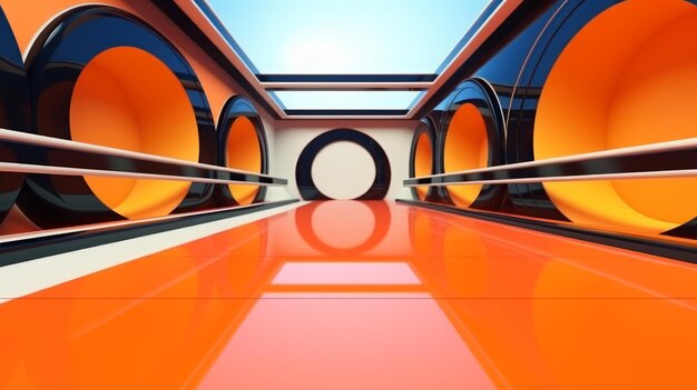 Retro Futuristic 3D Abstract Background